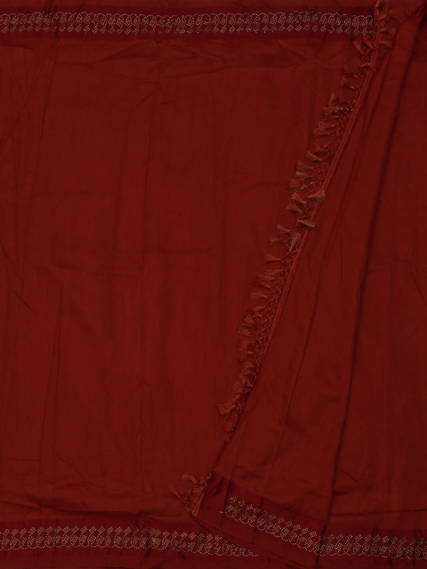 

Pothys Red Solid Jute Silk Saree