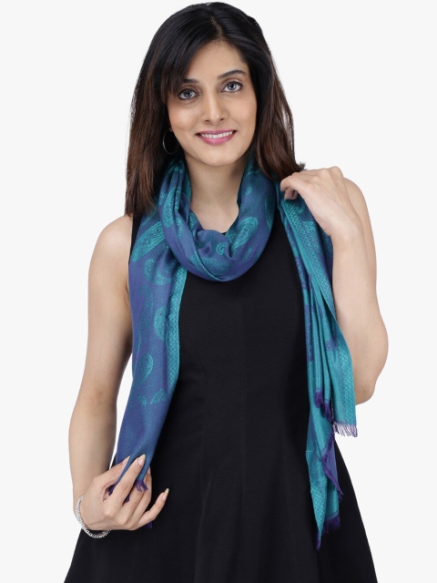 

Scarves & Glitters Women Green & Blue Woven Design Stole