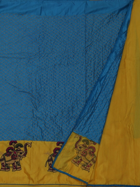 

Pothys Blue & Yellow Art Silk Printed Saree