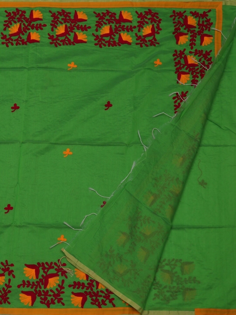 

Pothys Green Embroidered Jute Cotton Saree