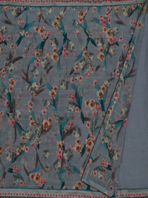 

Pothys Grey & Cream-Coloured Poly Georgette Printed Saree