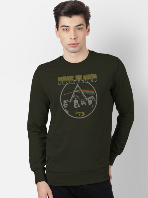 

Free Authority Men Olive Green Pink Floyd Print Sweatshirt