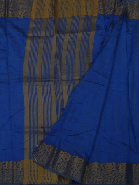 

Pothys Blue & Green Jute Silk Striped Saree