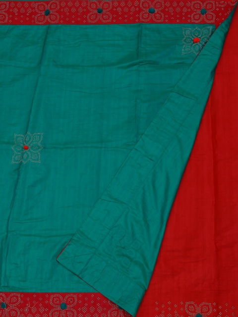 

Pothys Green & Red Art Silk Solid Saree