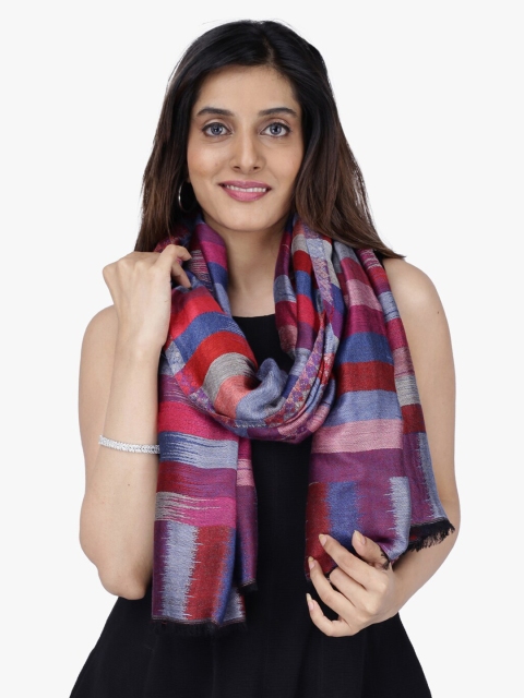 

Scarves & Glitters Women Multicoloured Striped Stole, Multi