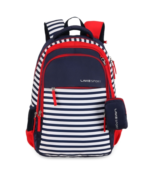 

LAVIE SPORT Women Navy Blue & Off-White Striped Backpack