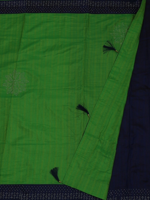 

Pothys Green & Navy Blue Poly Silk Embellished Saree