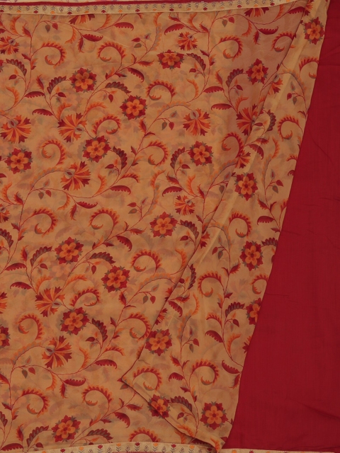

Pothys Yellow & Red Poly Georgette Printed Saree