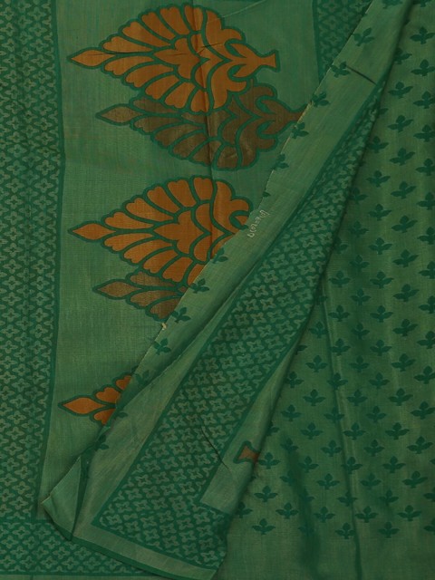 

Pothys Green & Mustard Yellow Poly Georgette Printed Saree