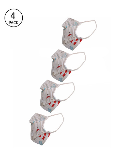 

nestroots Unisex Pack Of 4 2-Ply Reusable Cloth Mask, Off white
