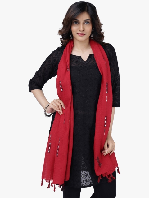 Scarves & Glitters Women Maroon Printed Stole