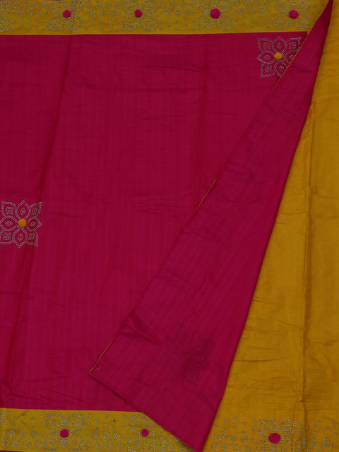 

Pothys Pink & Mustard Art Silk Printed Saree