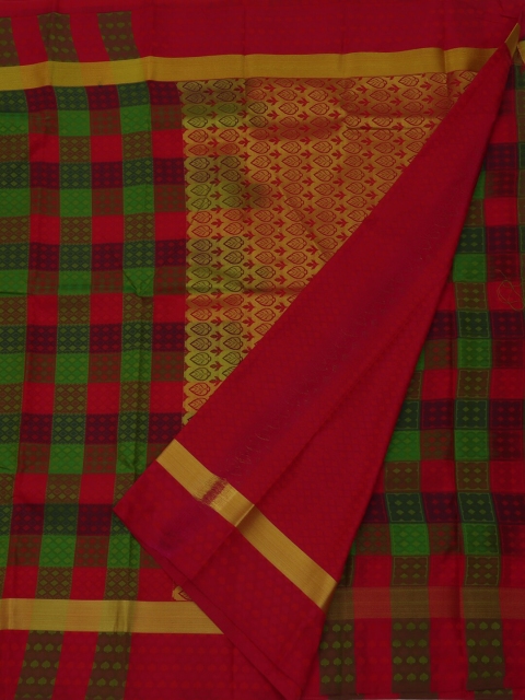

Pothys Green Checked Saree