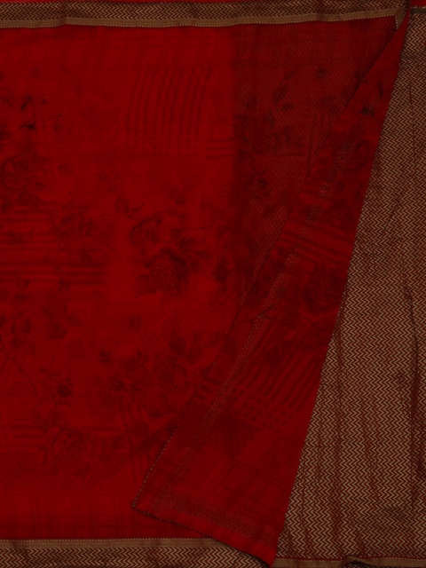 

Pothys Red Printed Poly Georgette Saree
