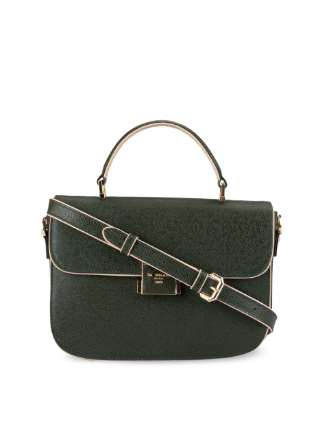 

Da Milano Olive Green Textured Leather Satchel