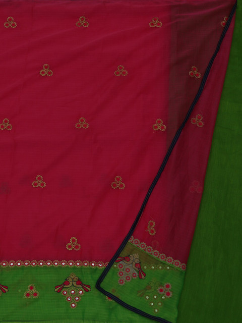 

Pothys Pink & Green Poly Georgette Embroidered Saree
