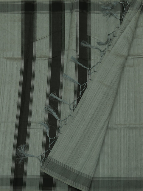 

Pothys Grey & Black Jute Silk Striped Saree
