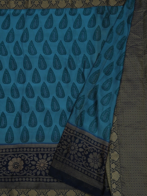 

Pothys Blue Printed Poly Georgette Saree