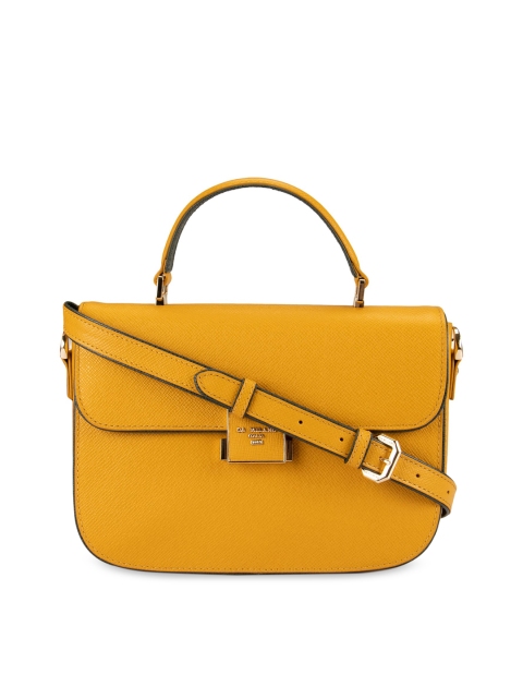 

Da Milano Yellow Solid Leather Handheld Bag