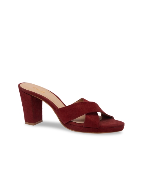 

Inc 5 Women Maroon Solid Suede Heels