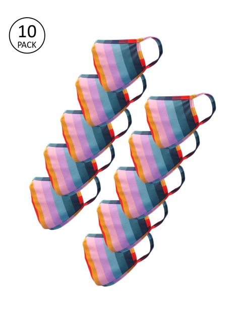

nestroots Adults Pack Of 10 Multicoloured Printed 2-Ply Reusable Cloth Masks, Multi