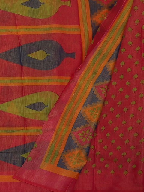 

Pothys Green & Red Poly Georgette Woven Design Saree