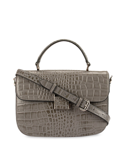 

Da Milano Grey Textured Leather Handheld Bag