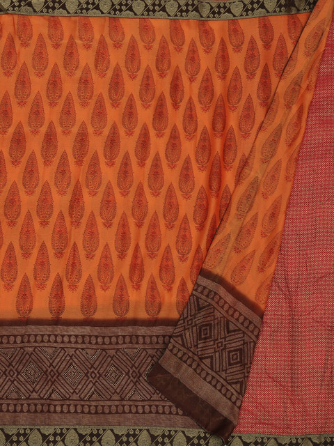 

Pothys Orange & Maroon Poly Georgette Printed Saree