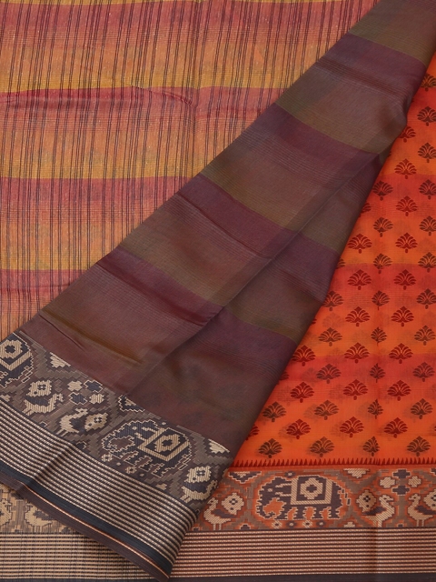 

Pothys Orange Printed Cotton Blend Saree