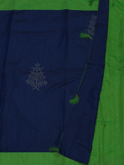 

Pothys Navy Blue & Green Poly Silk Printed Saree