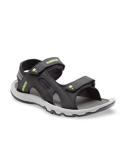 

Ganuchi Women Black & Fluorescent Green Sports Sandals
