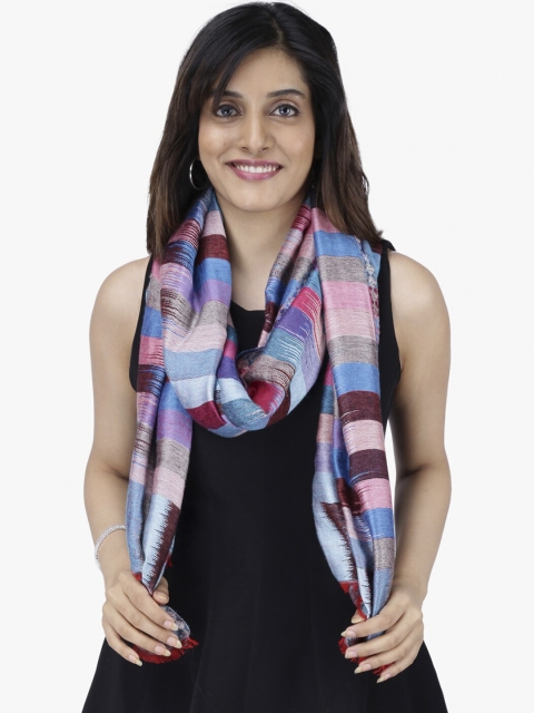 

Scarves & Glitters Women Multicoloured Striped Stole, Multi