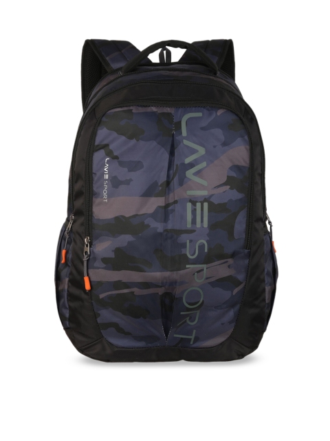 

LAVIE SPORT Women Black & Navy Blue Camouflage Backpack