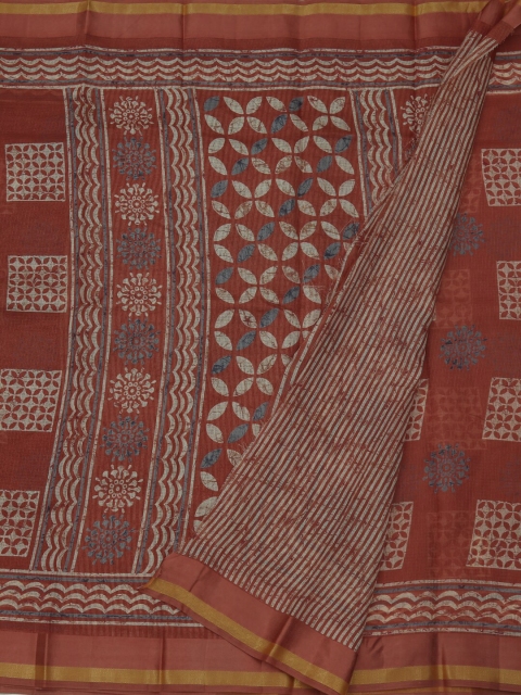 

Pothys Pink Solid Jute Silk Saree