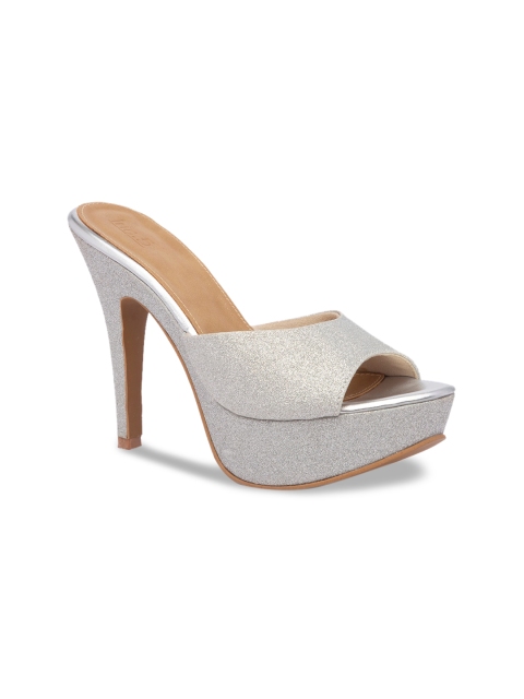 

Inc 5 Women Silver-Toned Textured Peep Toes