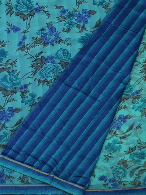 

Pothys Blue Printed Poly Georgette Saree