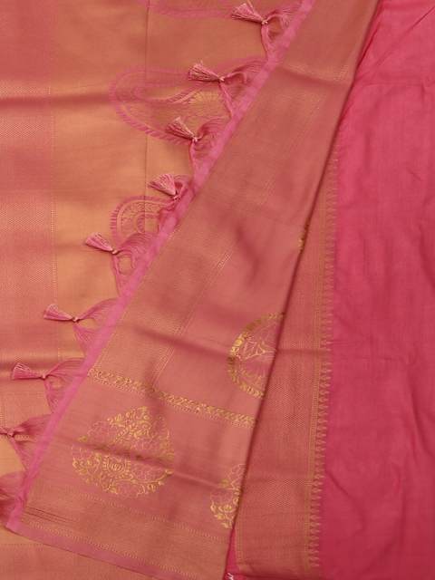 

Pothys Pink & Gold-Toned Jute Silk Woven Design Saree