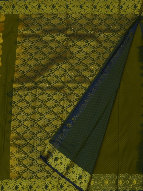 

Pothys Olive Green & Gold-Coloured Art Silk Woven Design Saree