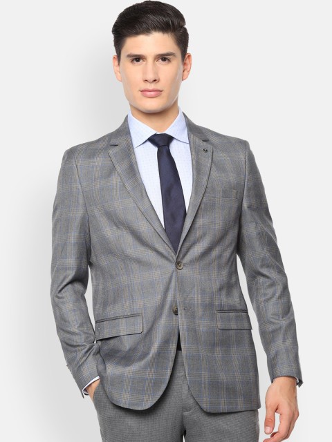 

Van Heusen Men Grey Checked Slim-Fit Single-Breasted Blazer