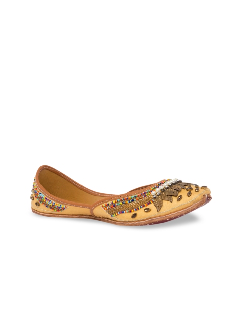 

Sole To Soul Women Gold-Toned Embellished Mojaris