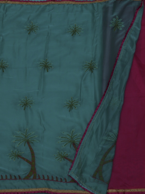 

Pothys Blue Embroidered Poly Georgette Saree