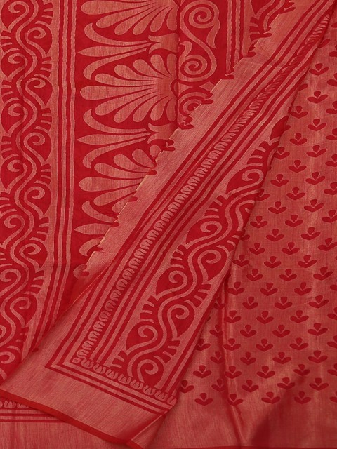 

Pothys Pink & Off-White Poly Georgette Printed Saree