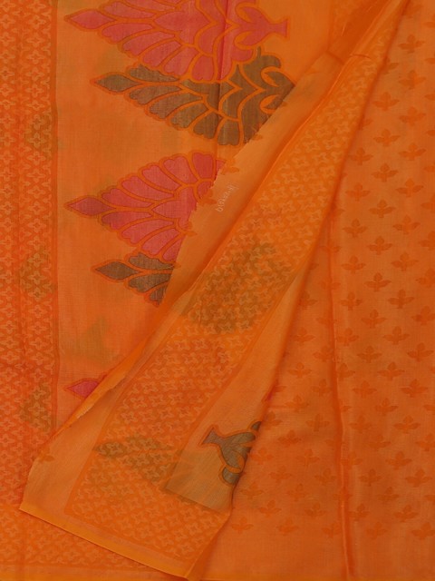 

Pothys Orange Solid Poly Georgette Saree