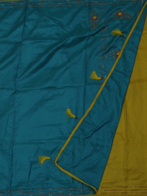 

Pothys Blue Embroidered Jute Silk Saree