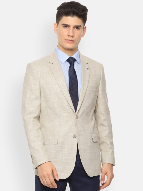 

Van Heusen Men Beige Solid Slim-Fit Single-Breasted Blazer
