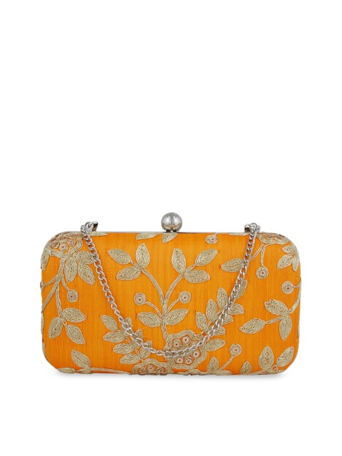 

Tokyo Talkies Mustard Embroidered Clutch