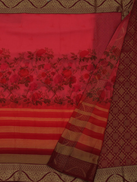 

Pothys Pink & Red Poly Georgette Printed Saree