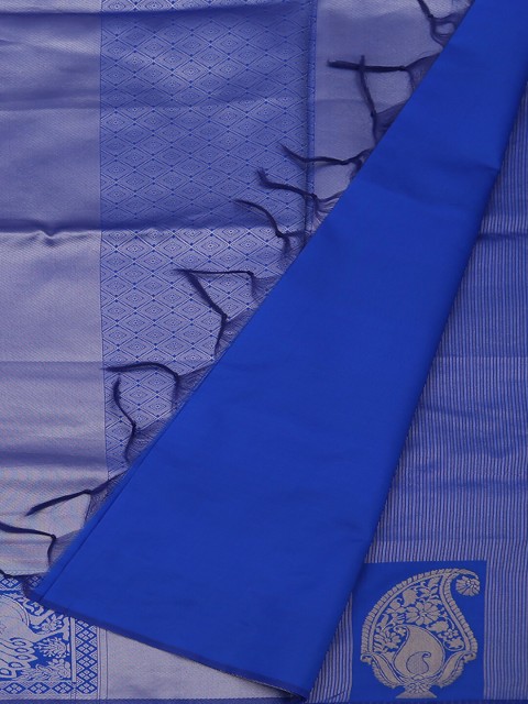 

Pothys Blue & Gold-Toned Jute Silk Woven Design Saree