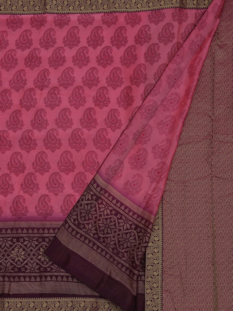 

Pothys Pink & Gold-Toned Poly Georgette Printed Saree