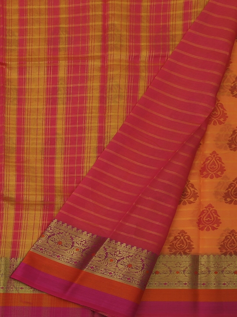 

Pothys Orange & Pink Cotton Blend Woven Design Saree